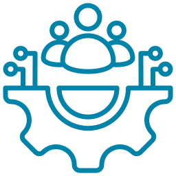 Here's an alt tag for the image: Teamwork powering a machine.